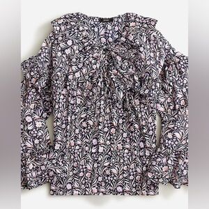 J. CREW Ruffle‎ crinkle chiffon top in floral flourish Size S NWOT (A0275)